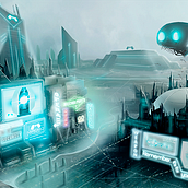 Ciudad Ciberpunk - Twisted Future. Traditional illustration project by Chris Borland - 09.21.2014