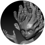 Mermaid WIP Estrenando software. Un proyecto de 3D, Diseño de personajes y Escultura de Heidy - 25.09.2014