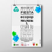 Cartel Fiesta Presentación Ecopop 2014. Un proyecto de Diseño y Diseño gráfico de Alberto Vázquez - 30.09.2014