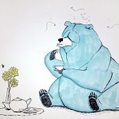 Blue bear sketch. Een project van Ontwerp van personages y Traditionele illustratie van Heura Salinas Vilaseca - 15.10.2014