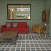 Salón. Estilo: Retro.. 3D project by CHEMA TRUJILLO RIVAS - 11.12.2014