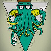H.P. LOVECRAFT -Hipster Cthulhu. Character Design, and Traditional illustration project by Arturo Güitrón - 02.28.2015