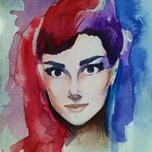 Retrato con manchas de acuarela. Painting project by Irene Poza Ballesteros - 04.06.2015