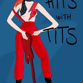 Postal para promo Hits with Tits. Comic project by Mamen Moreu Bibián - 05.25.2015