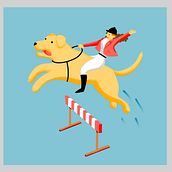 Dog jump. Traditional illustration project by Leonardo Konndeplus - 06.08.2015