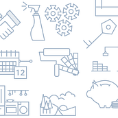 ICON SET. Web Development, Art Direction, Design, and Traditional illustration project by disei - 06.18.2015