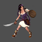 Test. Concept art, Character design for game, Animation (run), Color test, Integration.. Animation, Game Design, and Traditional illustration project by Jorge Andújar - 07.24.2015
