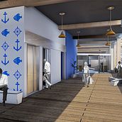 PFC - Llegar a buen puerto - Edificio multifuncional en el puerto de Barcelona. 3D, and Architecture project by Germán Valle - 07.22.2015