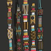 Tribu Tiwi. Ilustração tradicional projeto de Patricia Puig - 02.09.2015