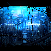 Blue Machine City. Environment 3d. Ein Projekt aus dem Bereich 3D, Animation, Comic, Kunstleitung, Beleuchtungsdesign, Spieldesign und Spielzeugdesign von MARC MONS - 12.09.2015