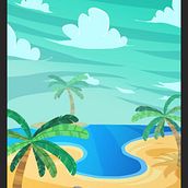 Bubble Paradise 1: Backgrounds and GUI. Ilustração tradicional, e UX / UI projeto de Marisa Martínez Cervantes - 22.10.2015