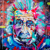 Albert Einstein. Painting, Acr, and lic Painting project by Pilar Y Atienza - 05.26.2013