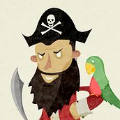 Ilustraciones Pirata pata de palo . Fábula infantil. Character Design, and Traditional illustration project by Saúl Arribas Miguel - 11.16.2015