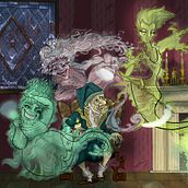 Interpretación de "Cuento de Navidad" de Charles Dickens, para el fondo de un escaparate navideño de moda de mujer llamado "Sara Casanova". Fine Arts, and Traditional illustration project by Chris Pérez - 12.08.2015