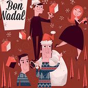 Bon Nadal Postal. Graphic Design, and Traditional illustration project by Debbie Nicole Marentes - 12.23.2015