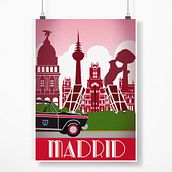 Poster retro de Madrid. Graphic Design, and Traditional illustration project by Santos Barrios Gragero - 02.14.2016