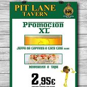 Carteles Cervecería Pit Lane, Centro Comercial Zemtrum, La Palma del Condado, Huelva.. Design gráfico projeto de Mayte Serna - 07.01.2015