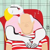 Picasso soñando El Sueño. Design, Character Design, and Traditional illustration project by planiline - 03.20.2016