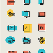 Librería de iconos. Projekt z dziedziny Br, ing i ident, fikacja wizualna, Projektowanie graficzne i Infografika użytkownika Alba Romero de la Herrán - 19.04.2016