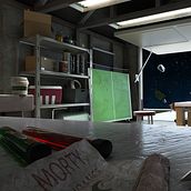 Rick's garage Ein Projekt aus dem Bereich 3D, Beleuchtungsdesign, Produktdesign und Bildbearbeitung von Guillermo Cerrato - 27.02.2016