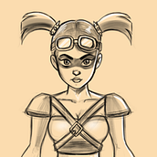 Doodles madmax style girl. Fine Arts, Character Design, and Traditional illustration project by Núria Rifà Bonells - 07.26.2016