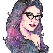 Retro galaxy girl. Traditional illustration project by Isabel Belmonte - 07.30.2016