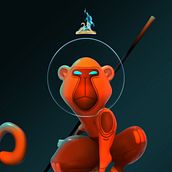 Character design based on illustrations of Bambino Monkey by David Almenara Troyano . 3D, and Traditional illustration project by David Almenara Troyano - 08.03.2016