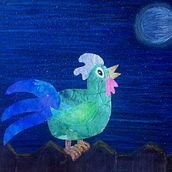 Gallo insomne. Collage, and Traditional illustration project by Eva - 08.07.2016