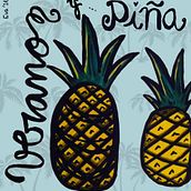 Piña de verano. Calligraph, and Traditional illustration project by Eva - 08.15.2016