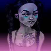 Neon Girl. Fine Arts, and Traditional illustration project by Olga M. - 09.07.2016