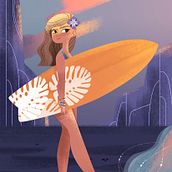 Surfer Girl. Un proyecto de Bellas Artes, Diseño de personajes e Ilustración tradicional de Lydia Sánchez Marco - 25.09.2016