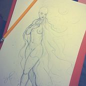 La Muerte no tiene porque ser algo horrible, quizás sea algo hermoso... (Boceto).. Un progetto di Belle arti, Fumetto, Character design e Illustrazione tradizionale di Gabriel Parra - 21.10.2016