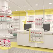 Proyecto de renovación de farmacia en Madrid. Un proyecto de 3D, Arquitectura, Arquitectura interior, Br, ing e Identidad, Diseño, Diseño de interiores e Infografía de Javier Anuncibay Hernaz - 03.05.2016