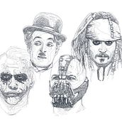 Retratos con lineas desordenadas. Un proyecto de Diseño de personajes, Diseño gráfico e Ilustración tradicional de Redouane Lahloul - 06.11.2016