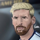 Lionel Messi │ Ilustración . Fine Arts, Design, Graphic Design, Traditional illustration, and Painting project by Ema Vivas - 11.28.2016