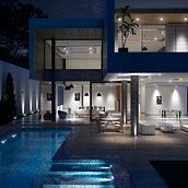 Blue villa. 3D, Animation, Architecture, Interior Architecture, Design, Furniture Design, Making, Photograph, Infographics, Photograph, and Post-production project by Jonatan Clavo - 12.27.2016
