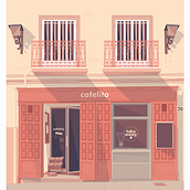 Cafelito Madrid. Architecture, Interior Architecture, Fine Arts, Comic, Art Direction, Design, Graphic Design, Set Design, Traditional illustration, L, scape Architecture, Painting, and Advertising project by Gastón Bruno - 01.24.2017