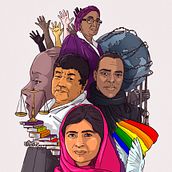 "Guerreros de la paz": Técnicas de Ilustración y composición realista para prensa.. Een project van Traditionele illustratie van Alicia Tapia - 31.01.2017