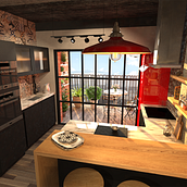 Cocina/Terraza - Reforma de piso en Madrid. 3D, Architecture, Interior Architecture & Interior Design project by Javier Sánchez Villalba - 03.15.2017