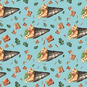 SUSHI BOX FOR CATLOVERS. PATTERNS BY DLUNA. Pattern Design, Product Design, and Traditional illustration project by Judit Dluna - 05.30.2017