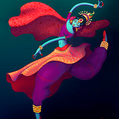 Indian Dancer. Fine Arts, Character Design, and Traditional illustration project by Marta Pérez Grande - 05.31.2017