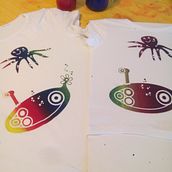pulpo y submarino. Screen Printing project by Aïda Elias - 06.09.2017