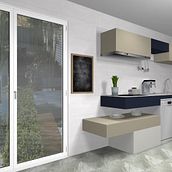 Diseño de cocina moderna de lineas horizontales . Un proyecto de 3D de Marcela Carla Aboal - 14.06.2017