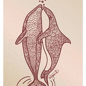 LOVE OF WHALES. Fine Arts, Graphic Design, and Traditional illustration project by Beatriz Segovia Martín - 06.23.2017