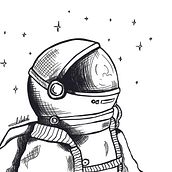 Astronauta . Ilustração tradicional projeto de Cecilia O. Madrid - 12.07.2017