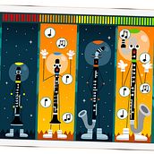 Planeta Clarinet App (iOs y Android). Un progetto di Direzione artistica, Progettazione di giochi, Illustrazione tradizionale e Illustrazione vettoriale di Xavi Ramiro - 30.08.2017