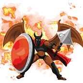 Demonio guerrero. Character Design, Traditional illustration, and Vector Illustration project by José Martínez Cánovas - 09.18.2017