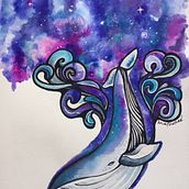 Mi Proyecto del curso: Técnicas modernas de Acuarela:BALLENA. Fine Arts, and Traditional illustration project by Mónica ALBA ALTUZAR - 09.19.2017