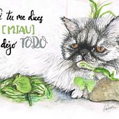 La Gata Catalina, si tu me dices (Miau) lo dejo todo. Fine Arts, Calligraph, and Traditional illustration project by Helena Castaño Pérez-Olleros - 09.23.2017
