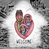 Colaboración solidaria proyecto "HOGAR=REFUGIO"(de Iratxe Gonzalez) Ilustración original+mural . Traditional illustration, and Street Art project by Greenedur - 09.24.2017